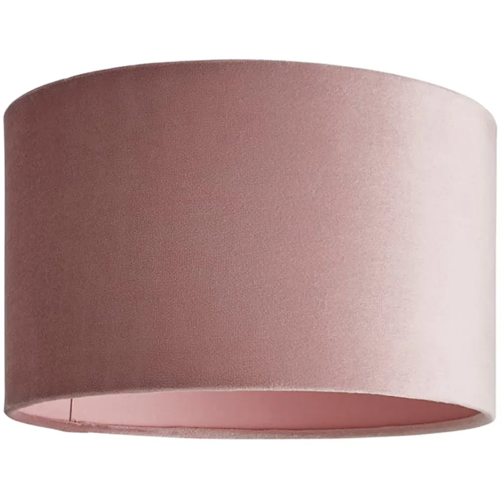 Reni 25cm Drum Ceiling Lamp Shade - Blush, Velvet image