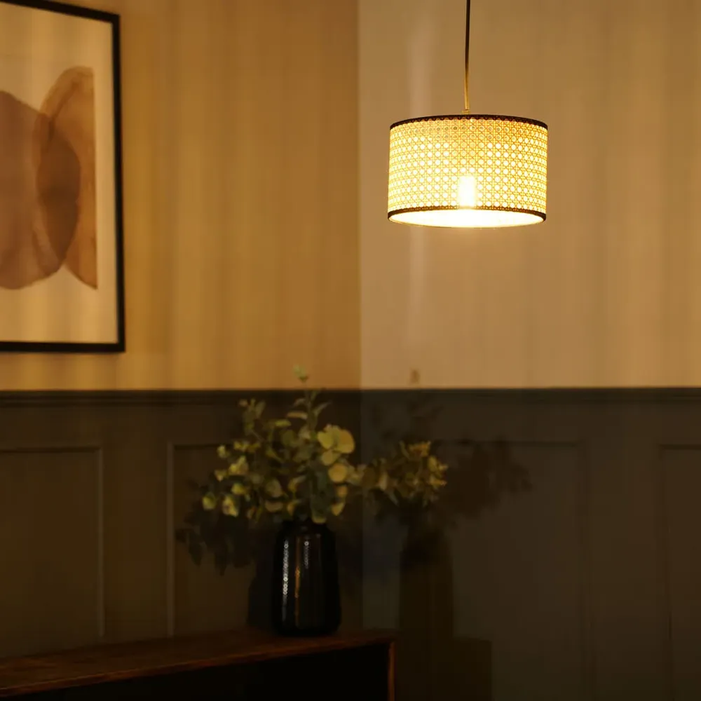 Reni 25cm Drum Ceiling Lamp Shade - Cream, Cane