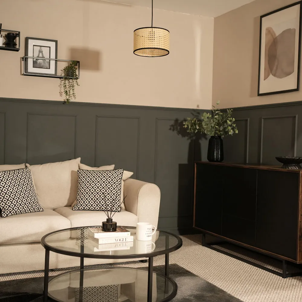 Reni 25cm Drum Ceiling Lamp Shade - Cream, Cane