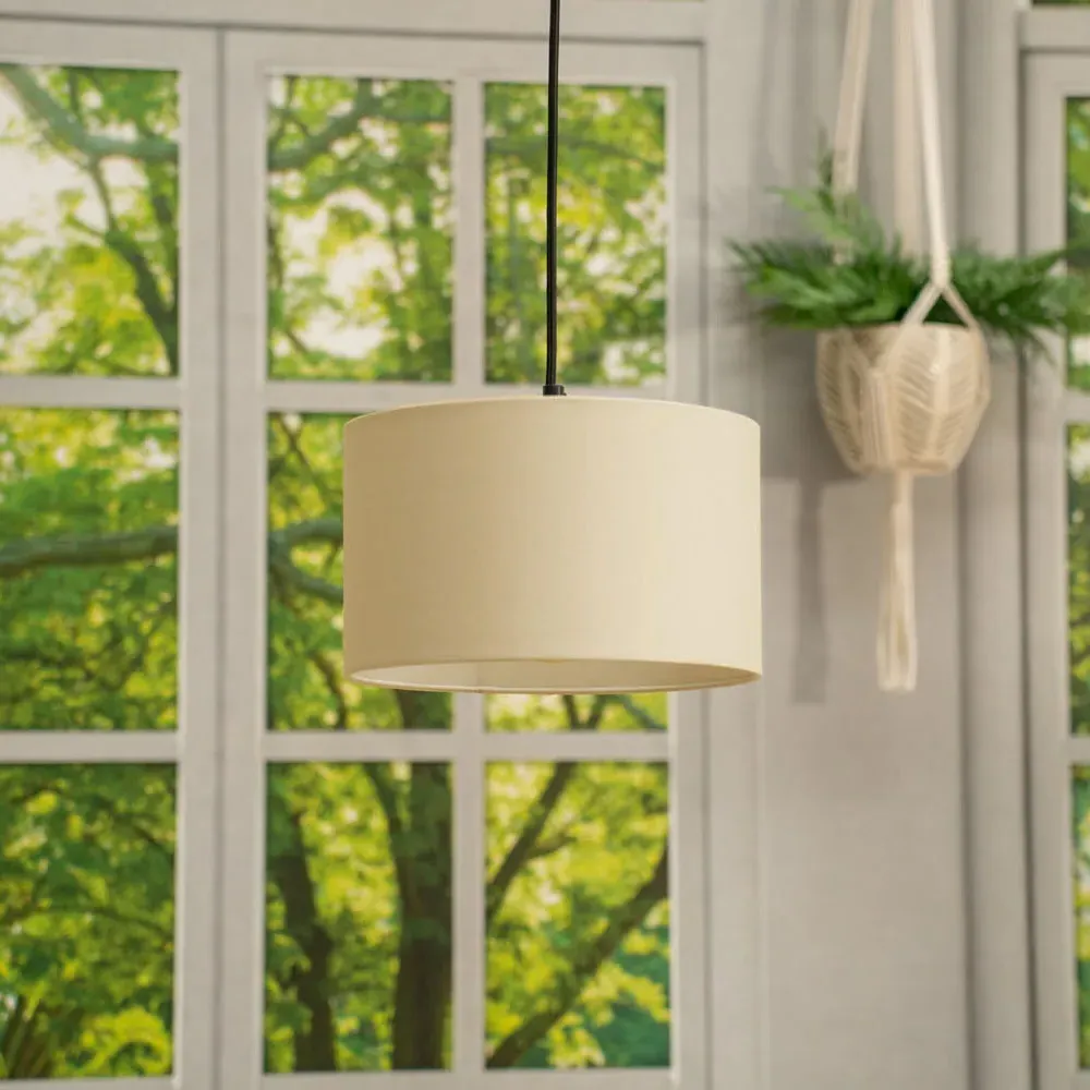 Reni 25cm Drum Ceiling Lamp Shade - Cream, Fabric