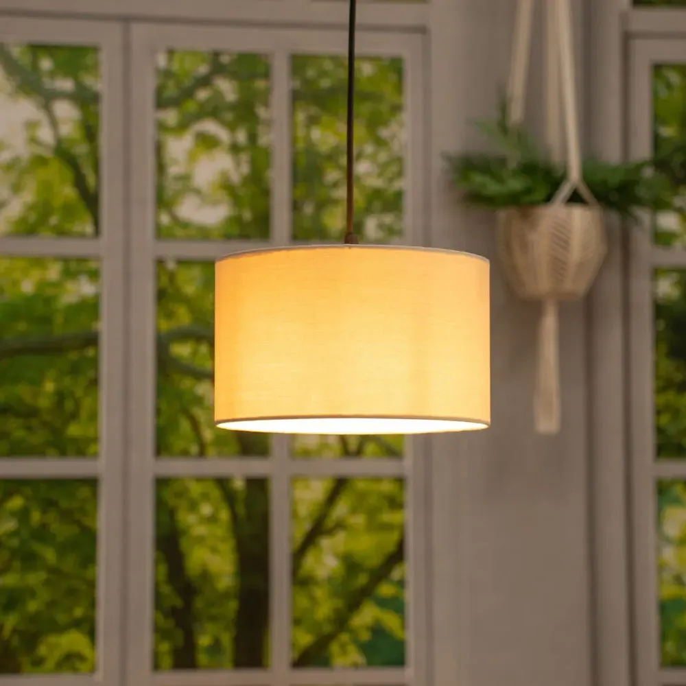 Reni 25cm Drum Ceiling Lamp Shade - Cream, Fabric