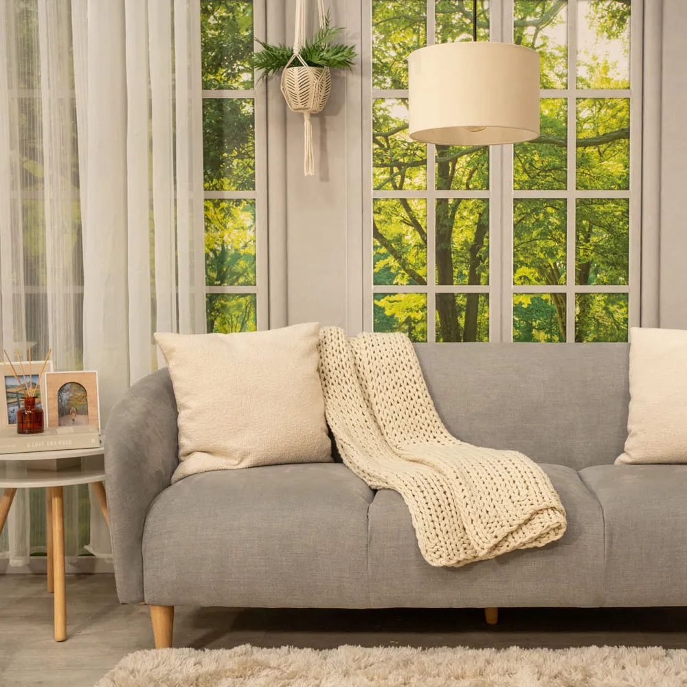 Reni 25cm Drum Ceiling Lamp Shade - Cream, Fabric