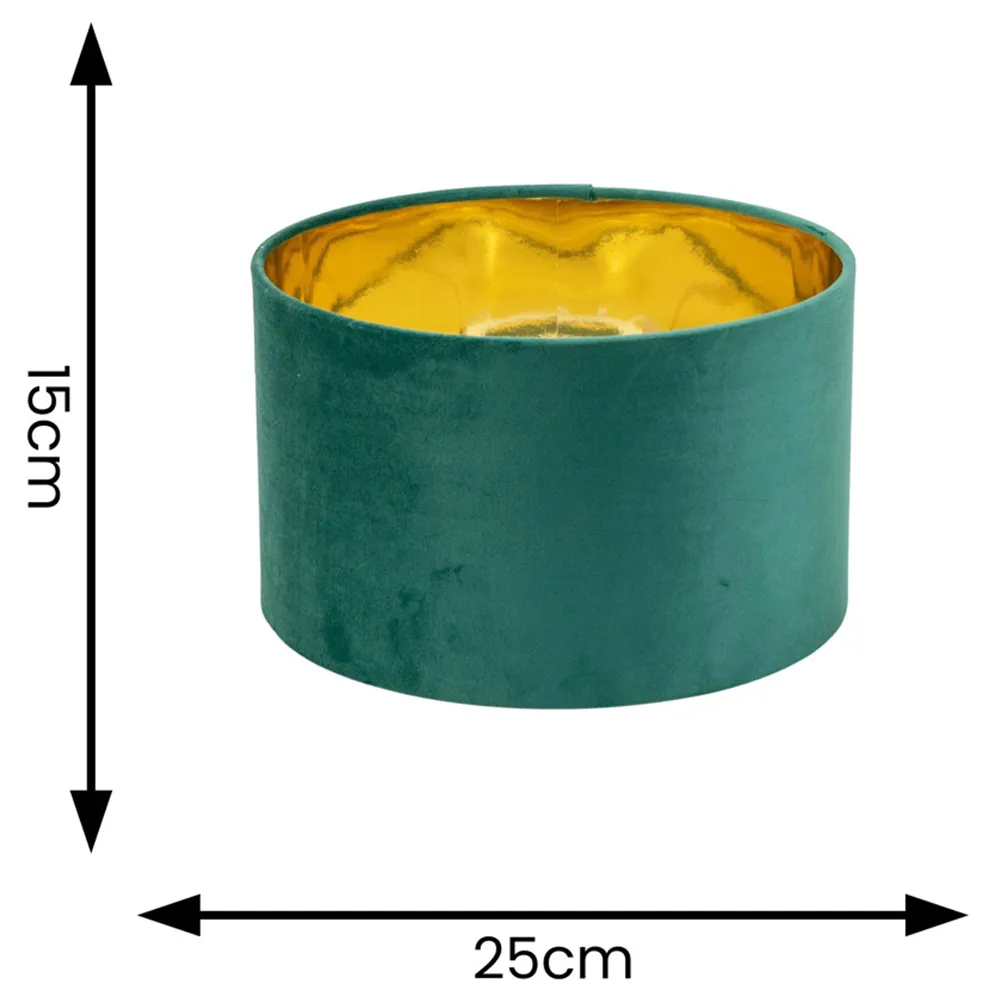 Reni 25cm Drum Ceiling Lamp Shade - Green, Velvet