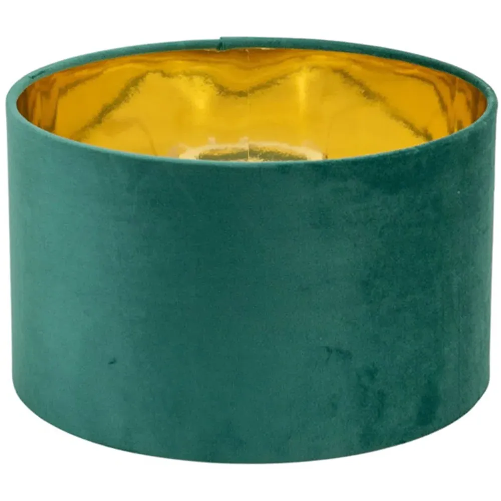 Reni 25cm Drum Ceiling Lamp Shade - Green, Velvet image