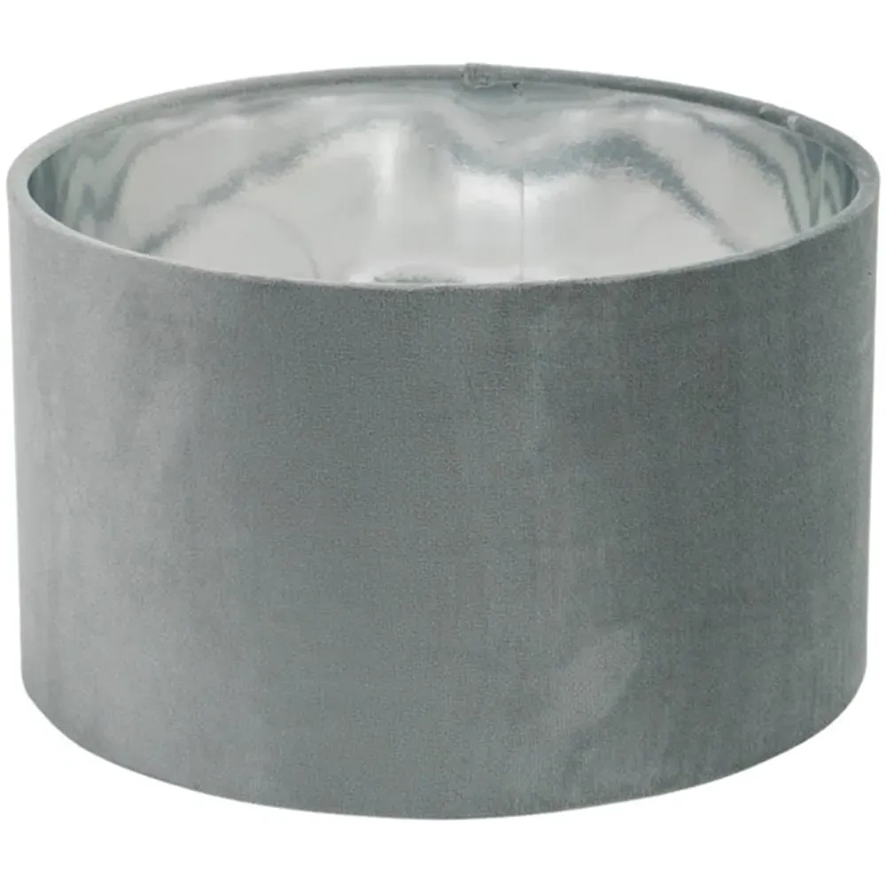 Reni 25cm Drum Ceiling Lamp Shade - Grey, Velvet image