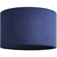 Reni 25cm Drum Ceiling Lamp Shade - Navy, Velvet
