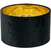 Reni 25cm Drum Ceiling Lamp Shade with Gold Inner - Black, Velvet