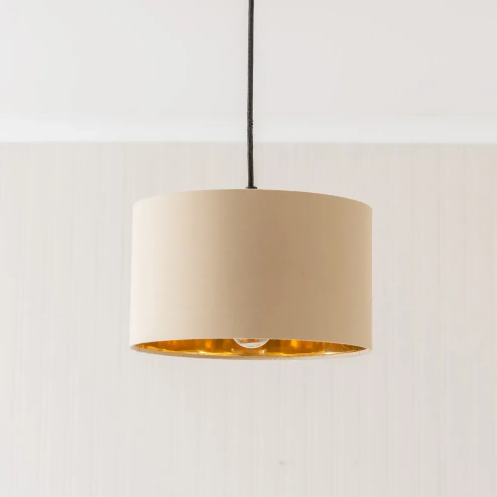 Reni 25cm Drum Ceiling Lamp Shade with Gold Inner - Natural
