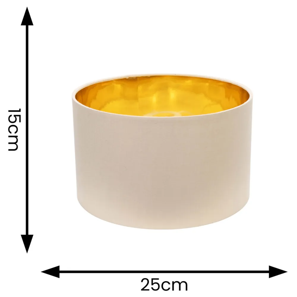Reni 25cm Drum Ceiling Lamp Shade with Gold Inner - Natural