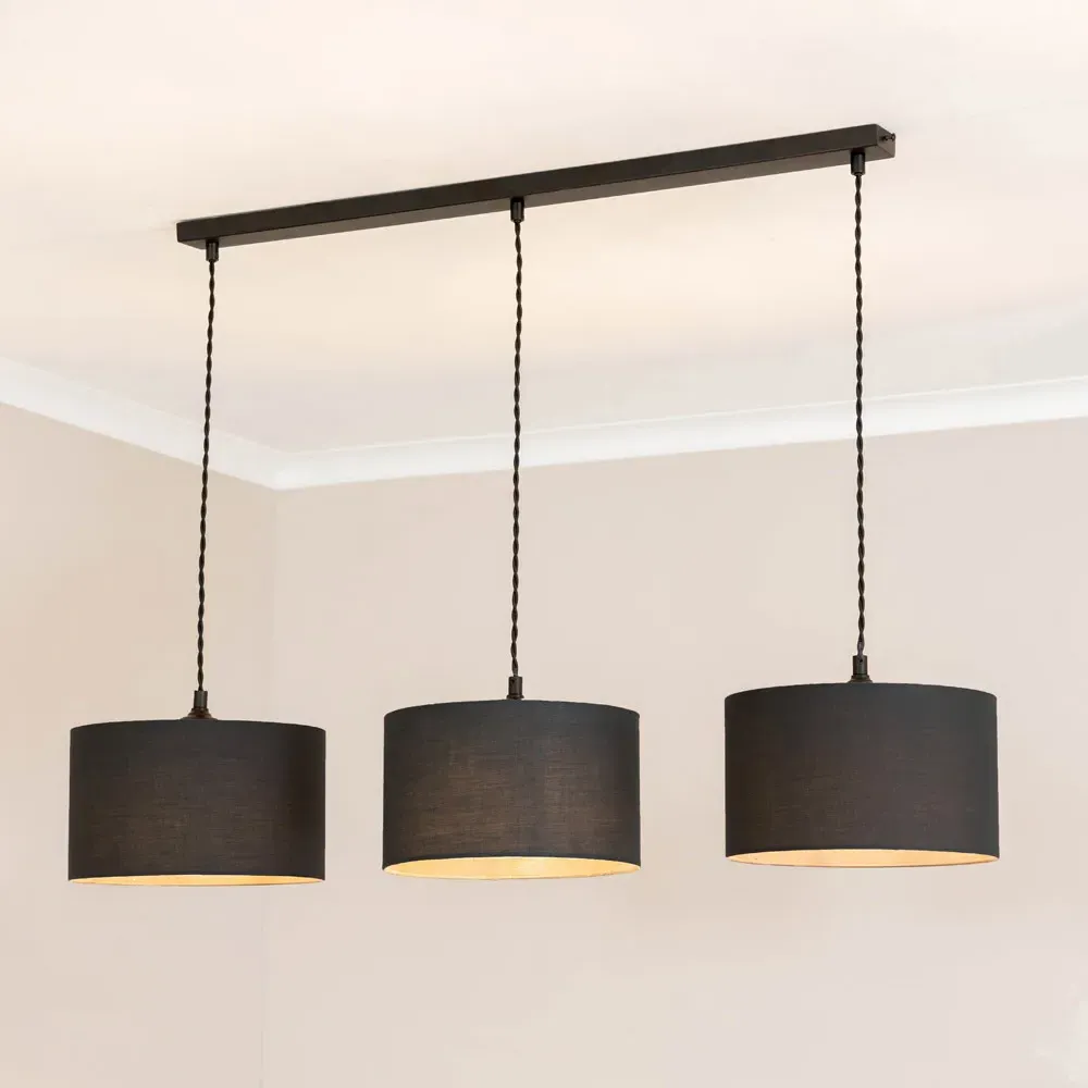 Reni 3 Drop Bar Ceiling Light - Black