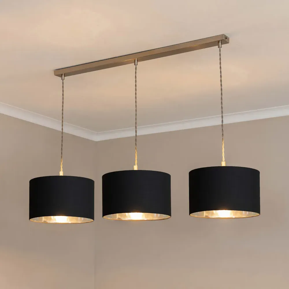 Reni 3 Drop Bar Ceiling Light - Black, Chrome