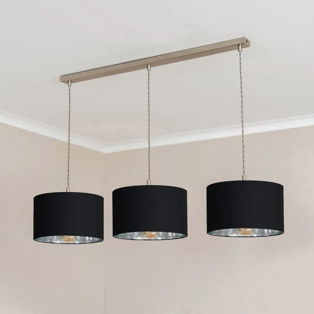 Reni 3 Drop Bar Ceiling Light - Black, Chrome