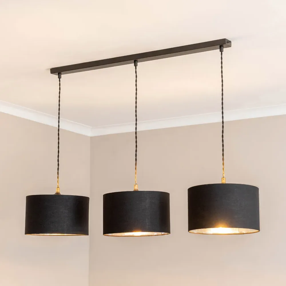 Reni 3 Drop Bar Ceiling Light - Black, Chrome