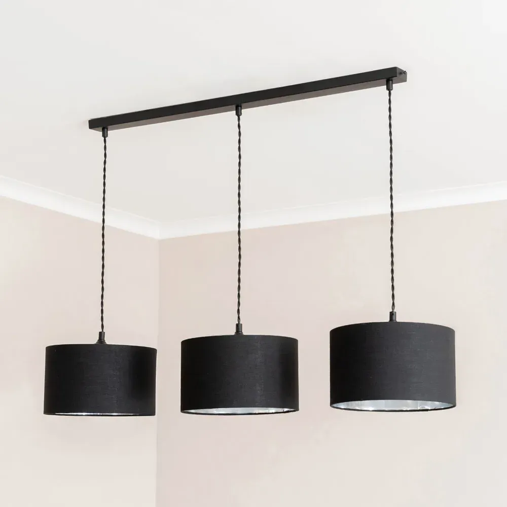 Reni 3 Drop Bar Ceiling Light - Black, Chrome