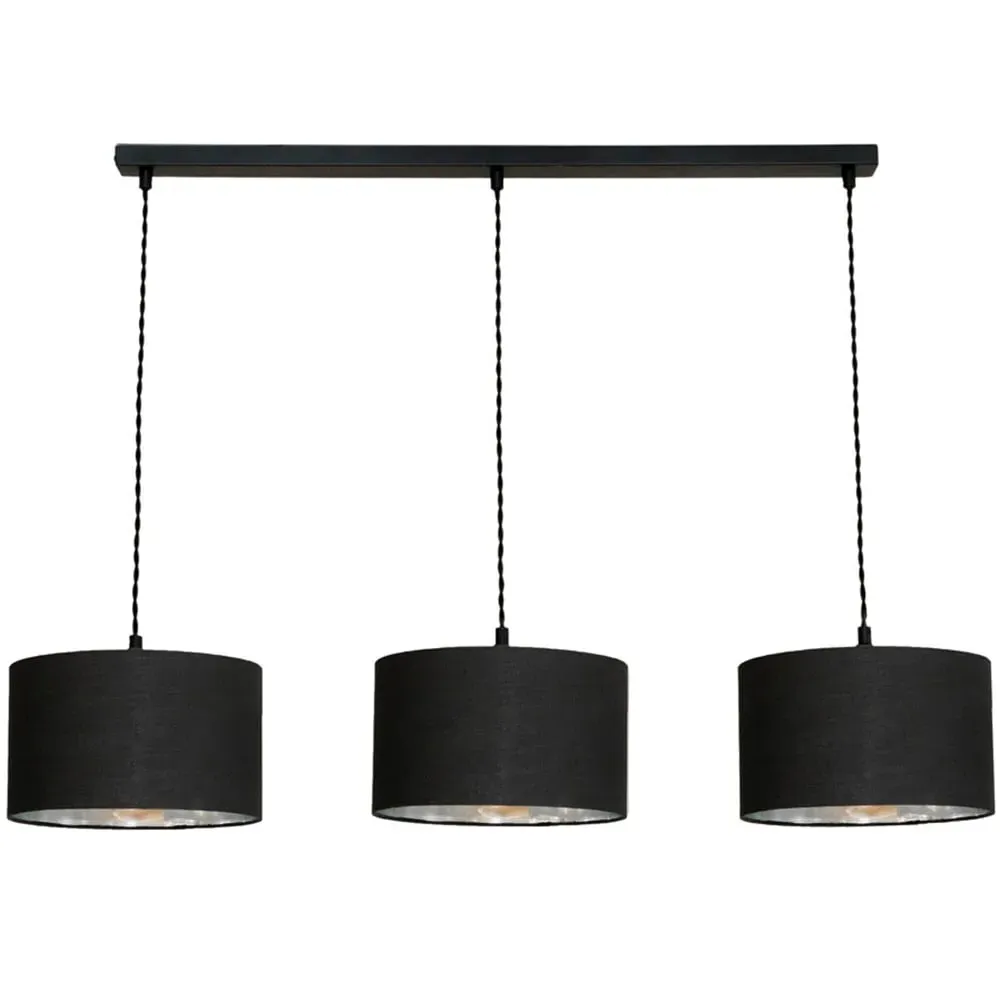 Reni 3 Drop Bar Ceiling Light - Black, Chrome
