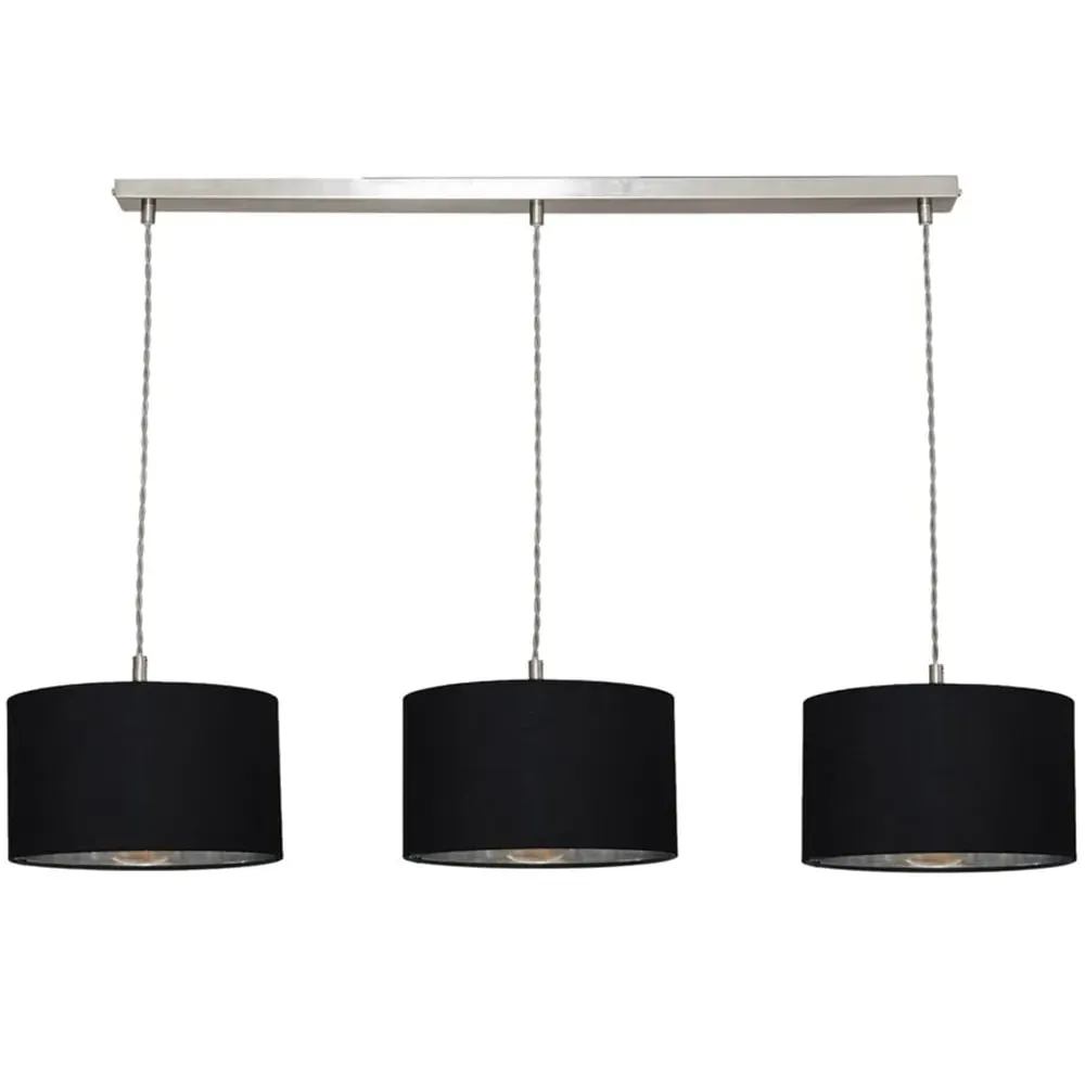 Reni 3 Drop Bar Ceiling Light - Black, Chrome