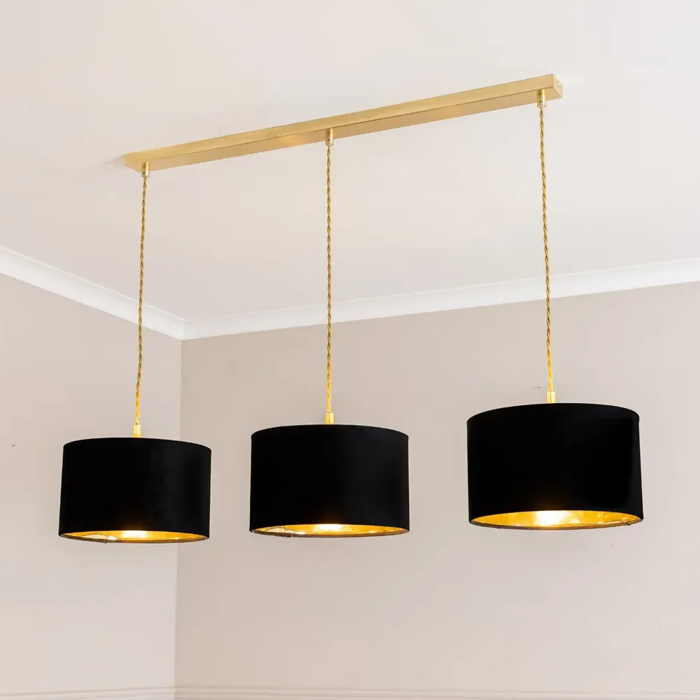 Reni 3 Drop Bar Ceiling Light - Black, Gold
