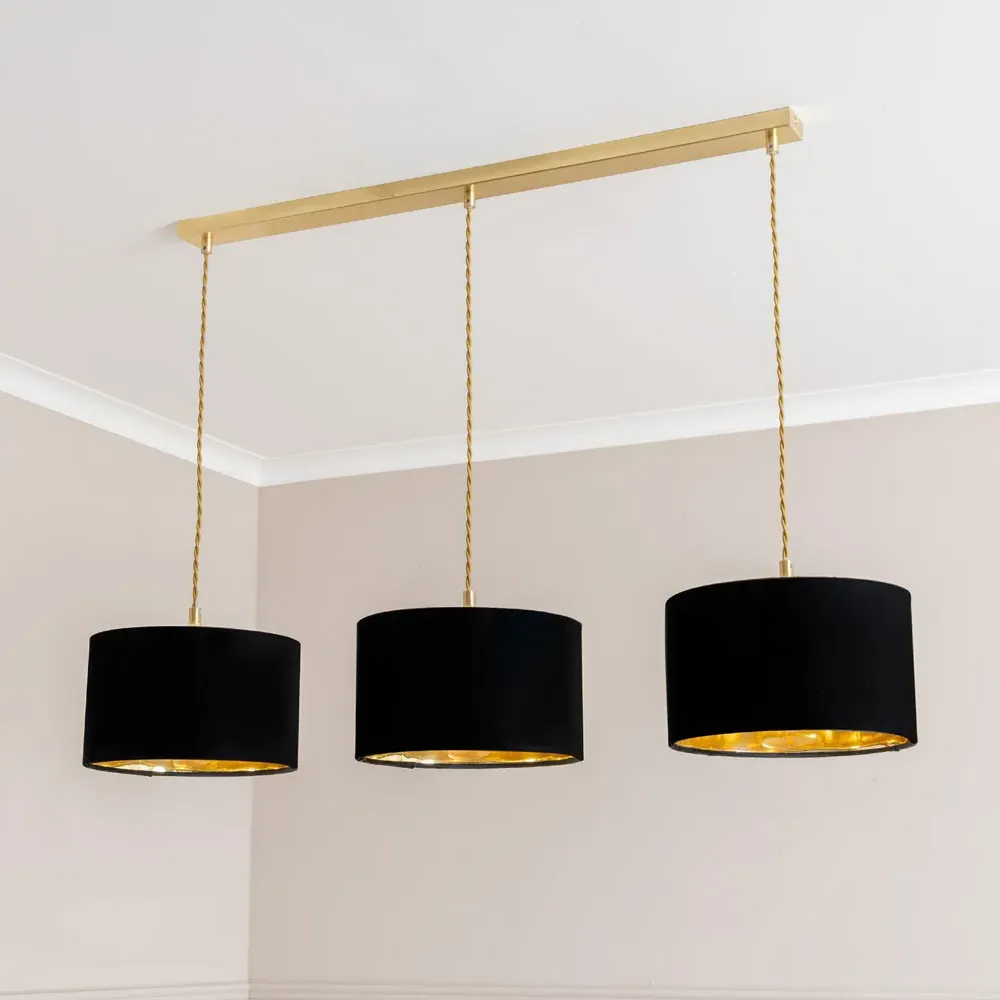 Reni 3 Drop Bar Ceiling Light - Black, Gold