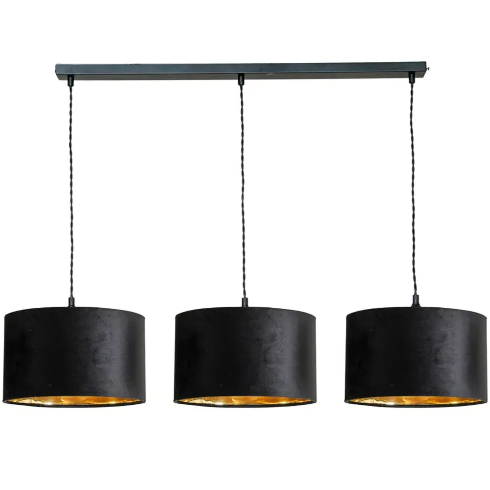 Reni 3 Drop Bar Ceiling Light - Black, Gold
