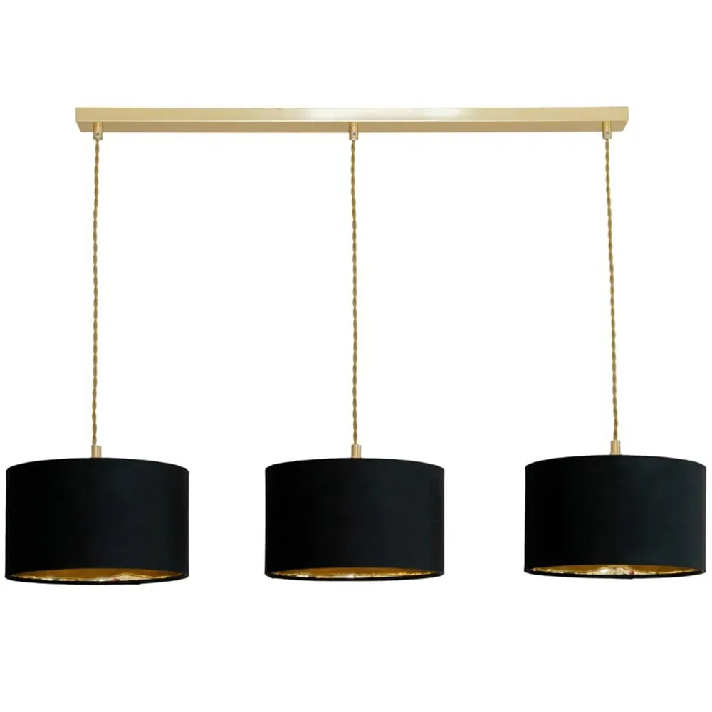 Reni 3 Drop Bar Ceiling Light - Black, Gold