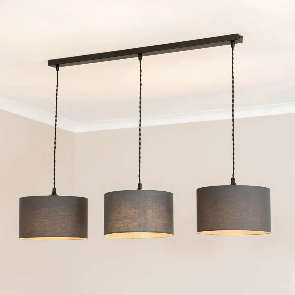 Reni 3 Drop Bar Ceiling Light - Charcoal, Black