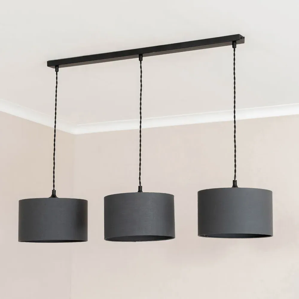 Reni 3 Drop Bar Ceiling Light - Charcoal, Black