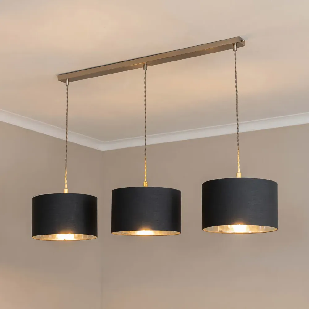 Reni 3 Drop Bar Ceiling Light - Charcoal, Chrome