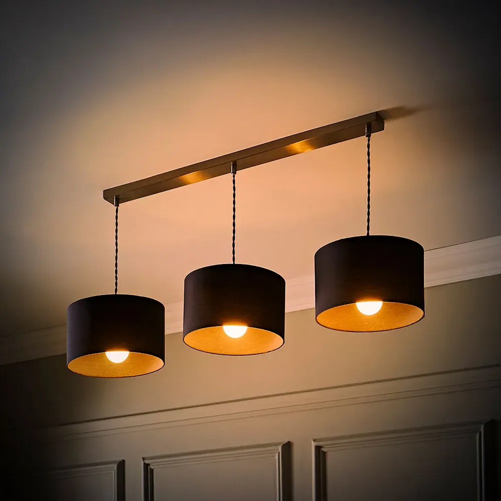 Reni 3 Drop Bar Ceiling Light - Charcoal, Chrome