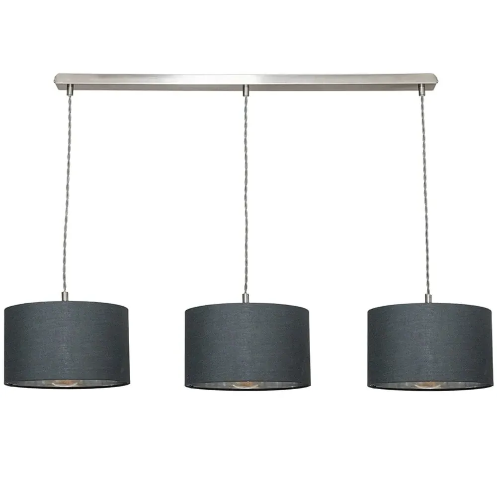 Reni 3 Drop Bar Ceiling Light - Charcoal, Chrome
