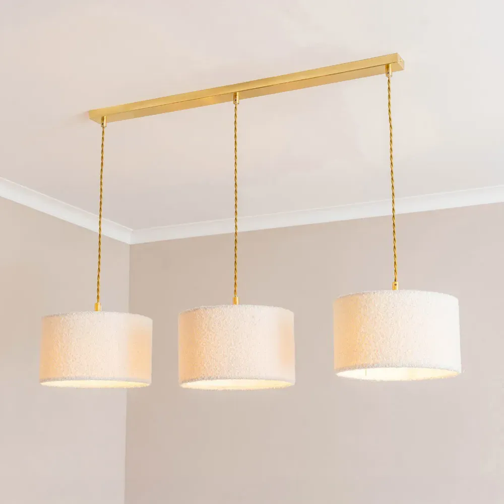 Reni 3 Drop Bar Ceiling Light - Cream, Gold