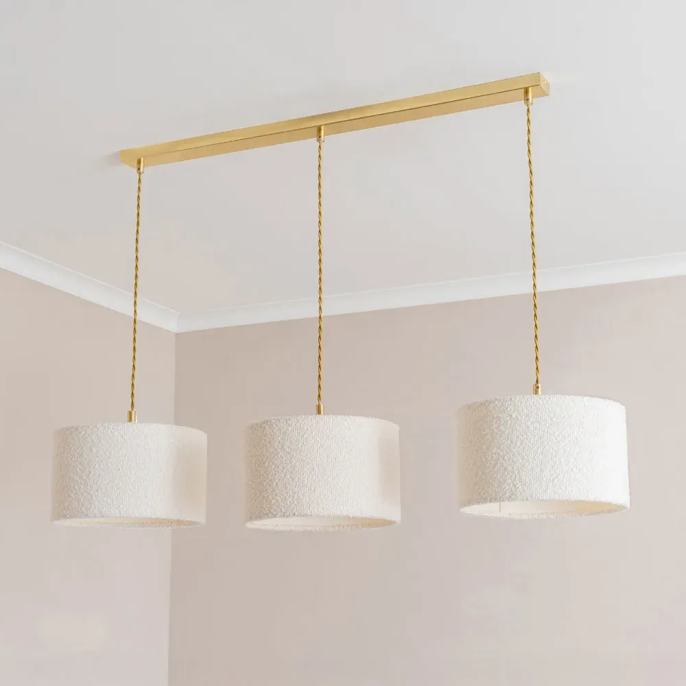 Reni 3 Drop Bar Ceiling Light - Cream, Gold