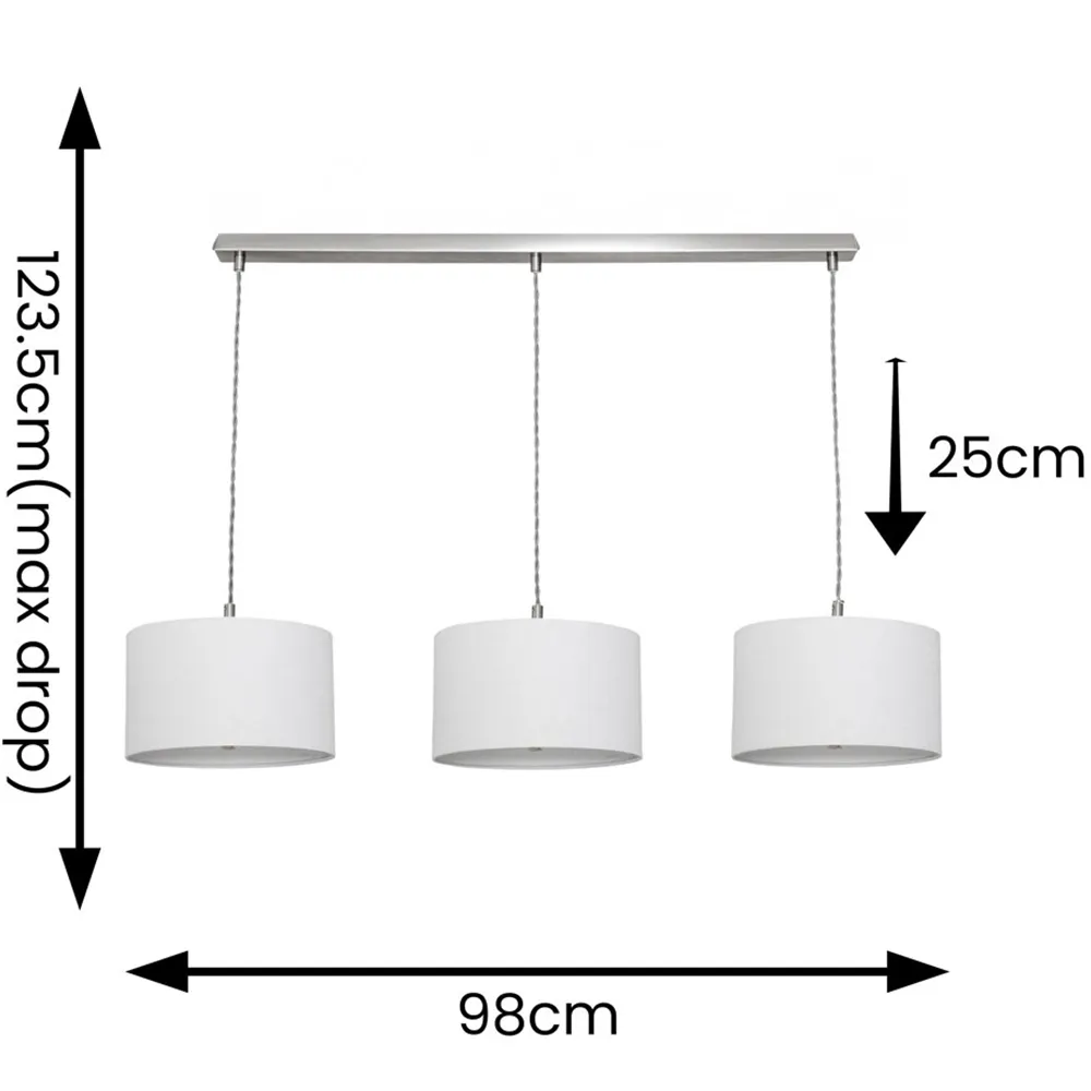 Reni 3 Drop Bar Ceiling Light - Grey, Chrome