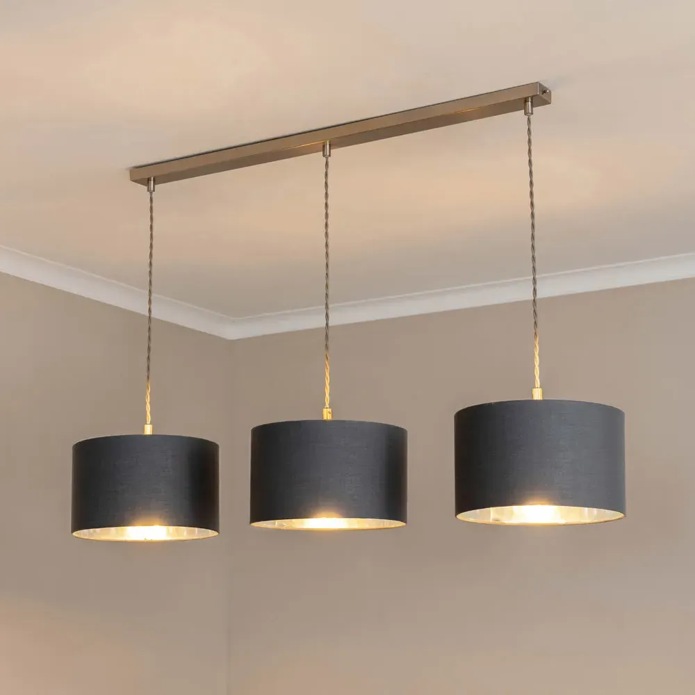 Reni 3 Drop Bar Ceiling Light - Grey, Chrome