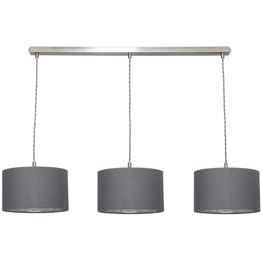 Reni 3 Drop Bar Ceiling Light - Grey, Chrome