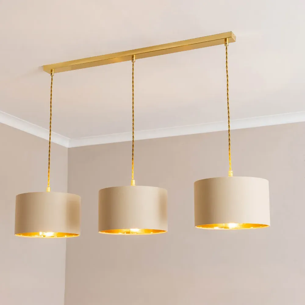 Reni 3 Drop Bar Ceiling Light - Natural, Gold
