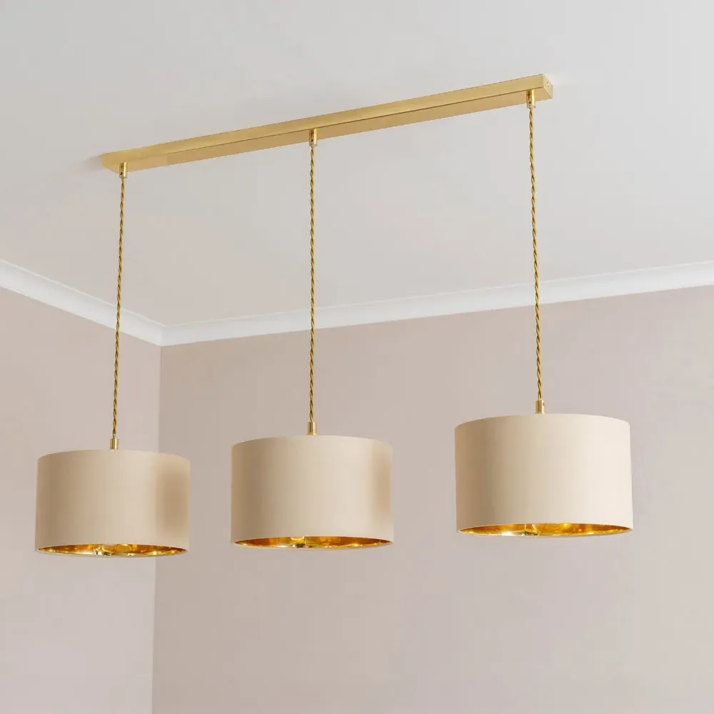 Reni 3 Drop Bar Ceiling Light - Natural, Gold