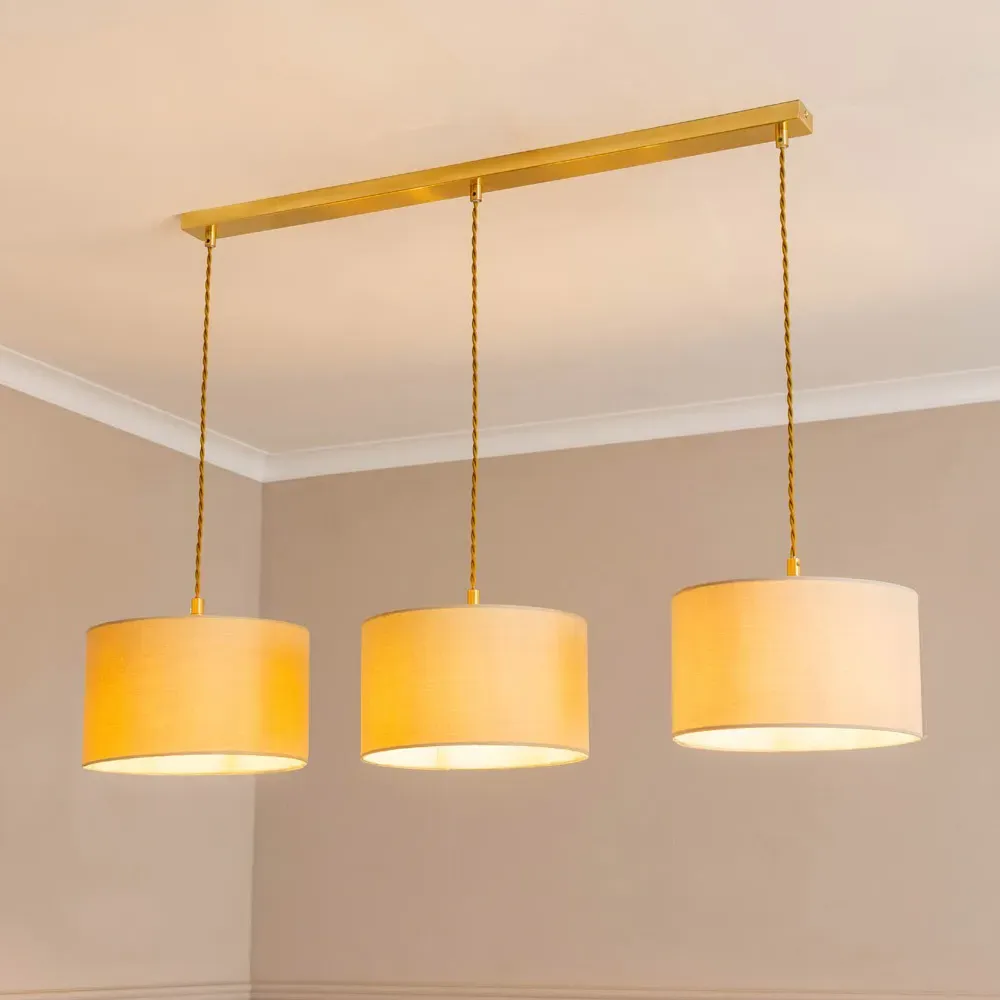 Reni 3 Drop Bar Ceiling Light - Natural, Gold