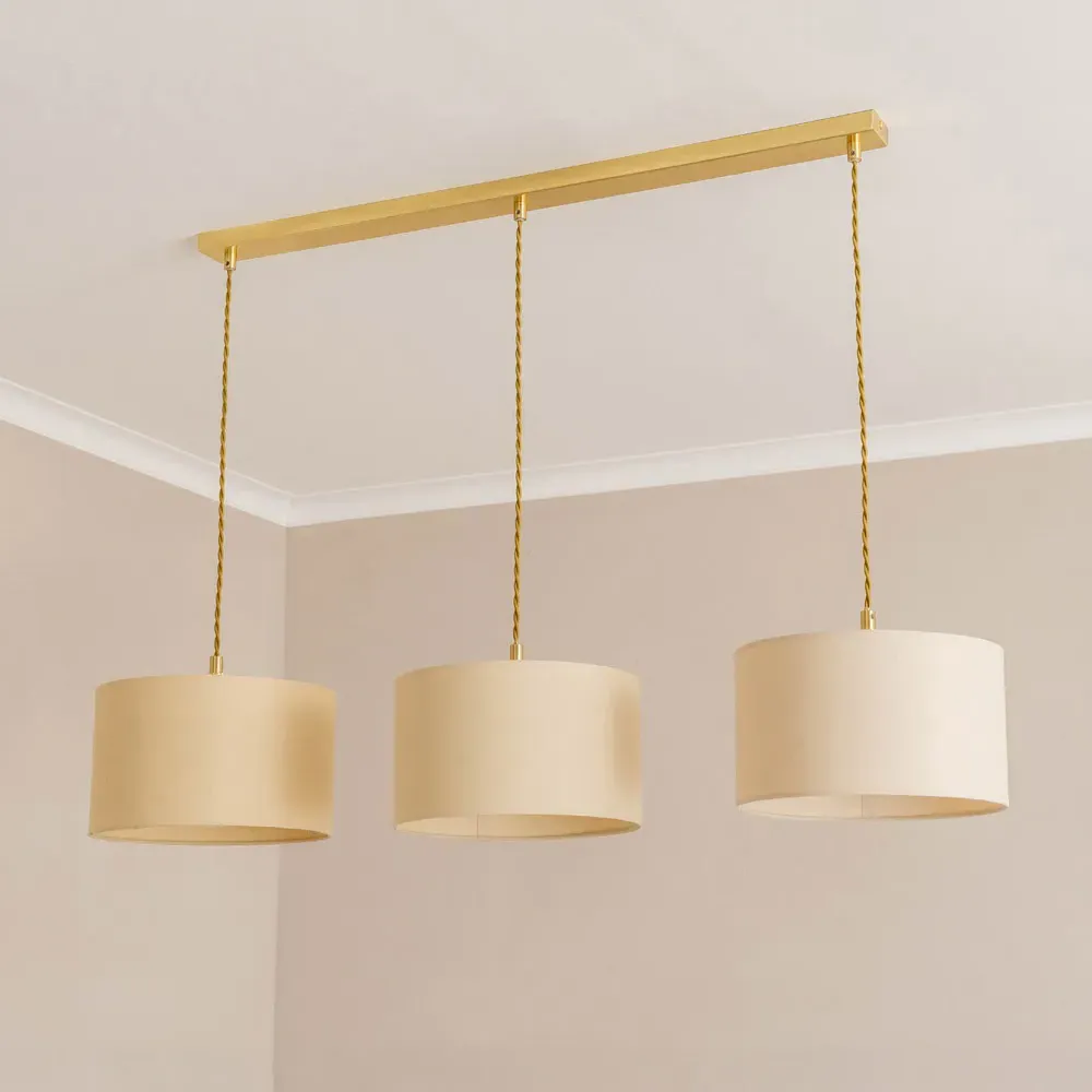 Reni 3 Drop Bar Ceiling Light - Natural, Gold