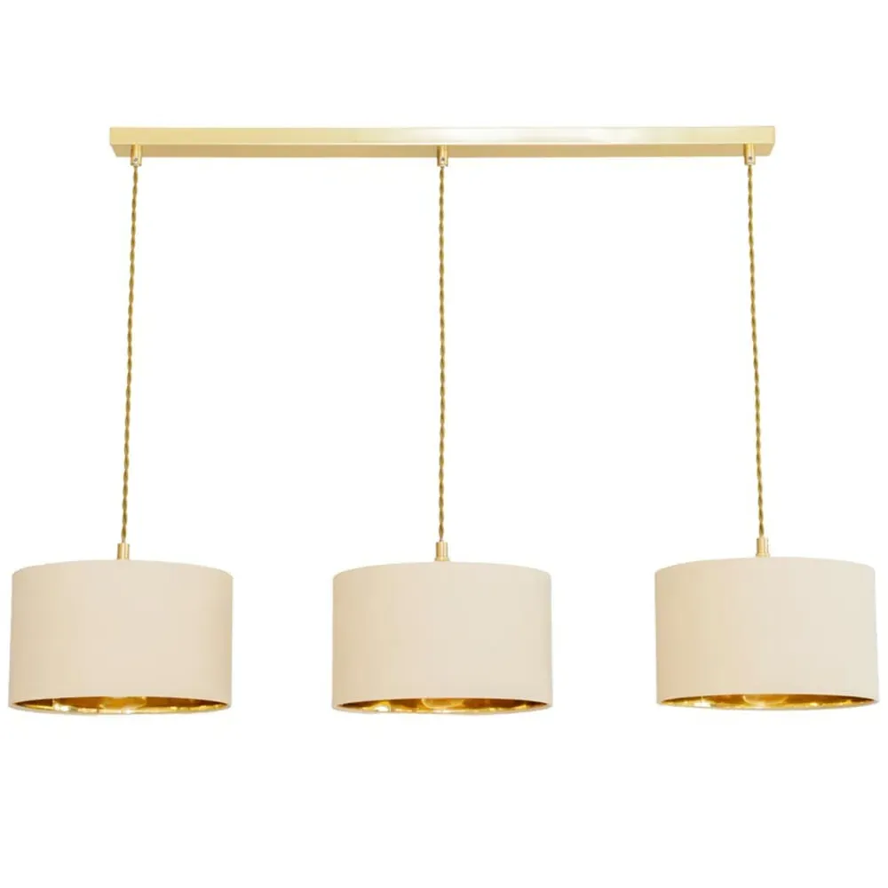 Reni 3 Drop Bar Ceiling Light - Natural, Gold