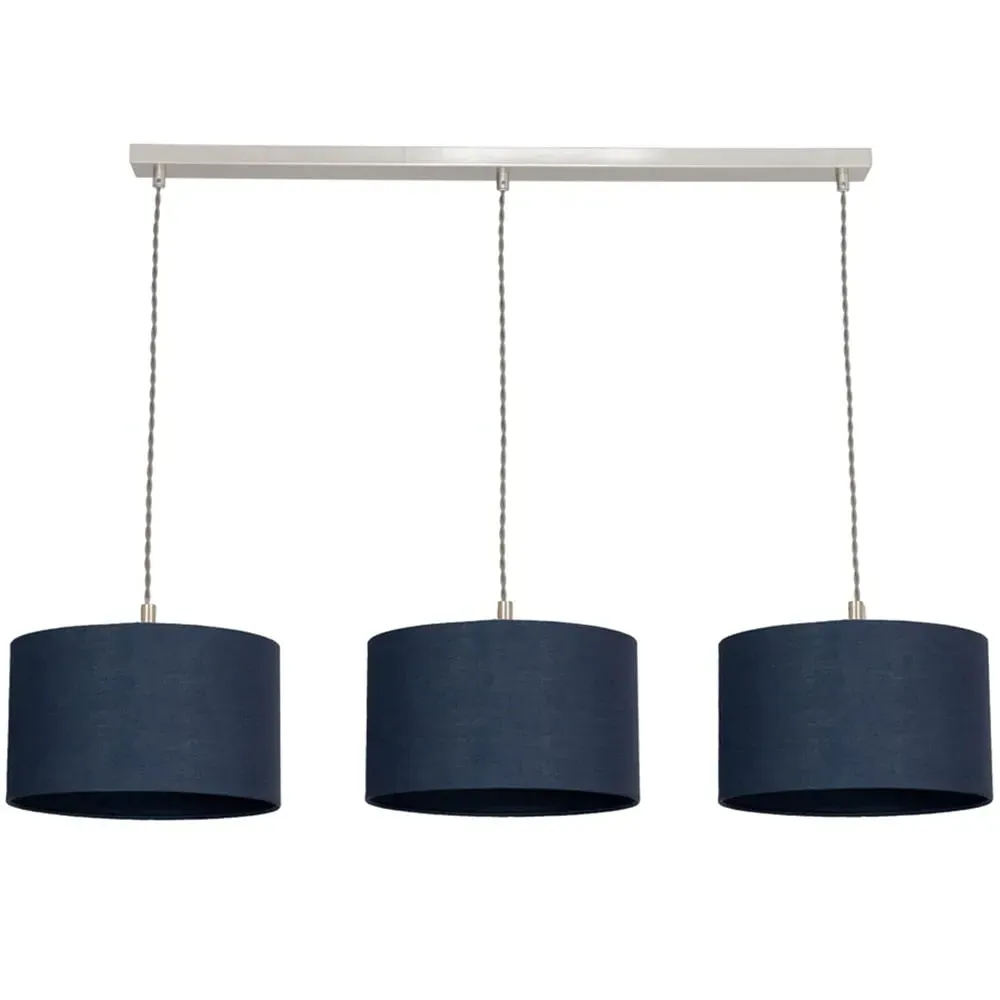 Reni 3 Drop Bar Ceiling Light - Navy, Chrome