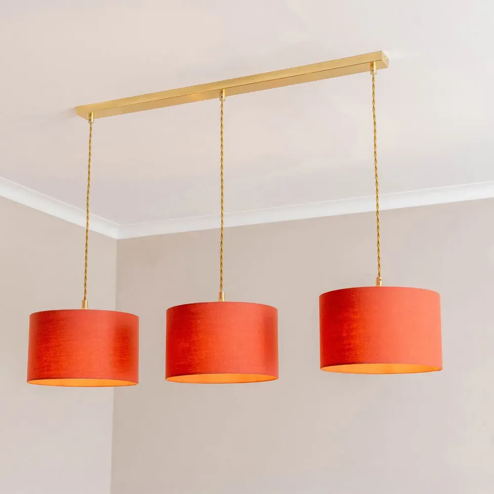 Reni 3 Drop Bar Ceiling Light - Rust, Gold