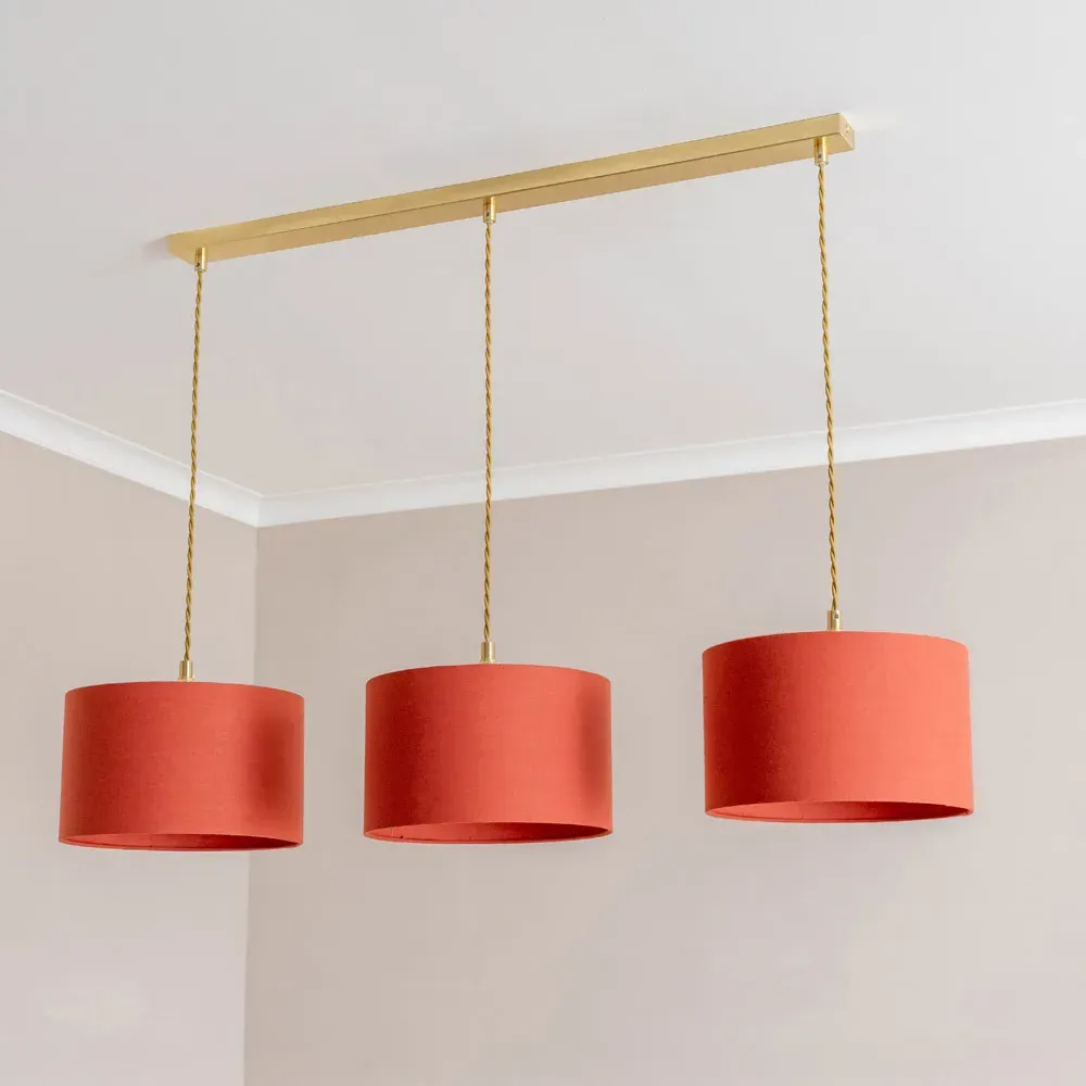 Reni 3 Drop Bar Ceiling Light - Rust, Gold