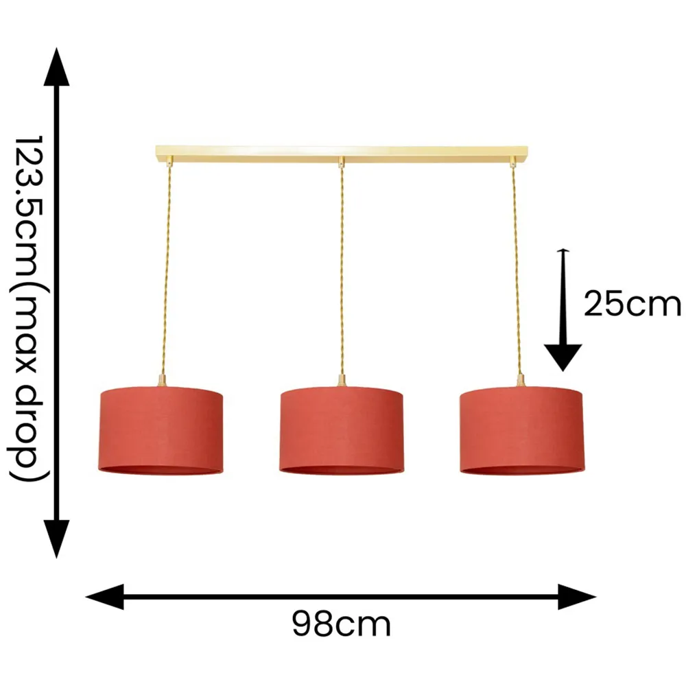 Reni 3 Drop Bar Ceiling Light - Rust, Gold