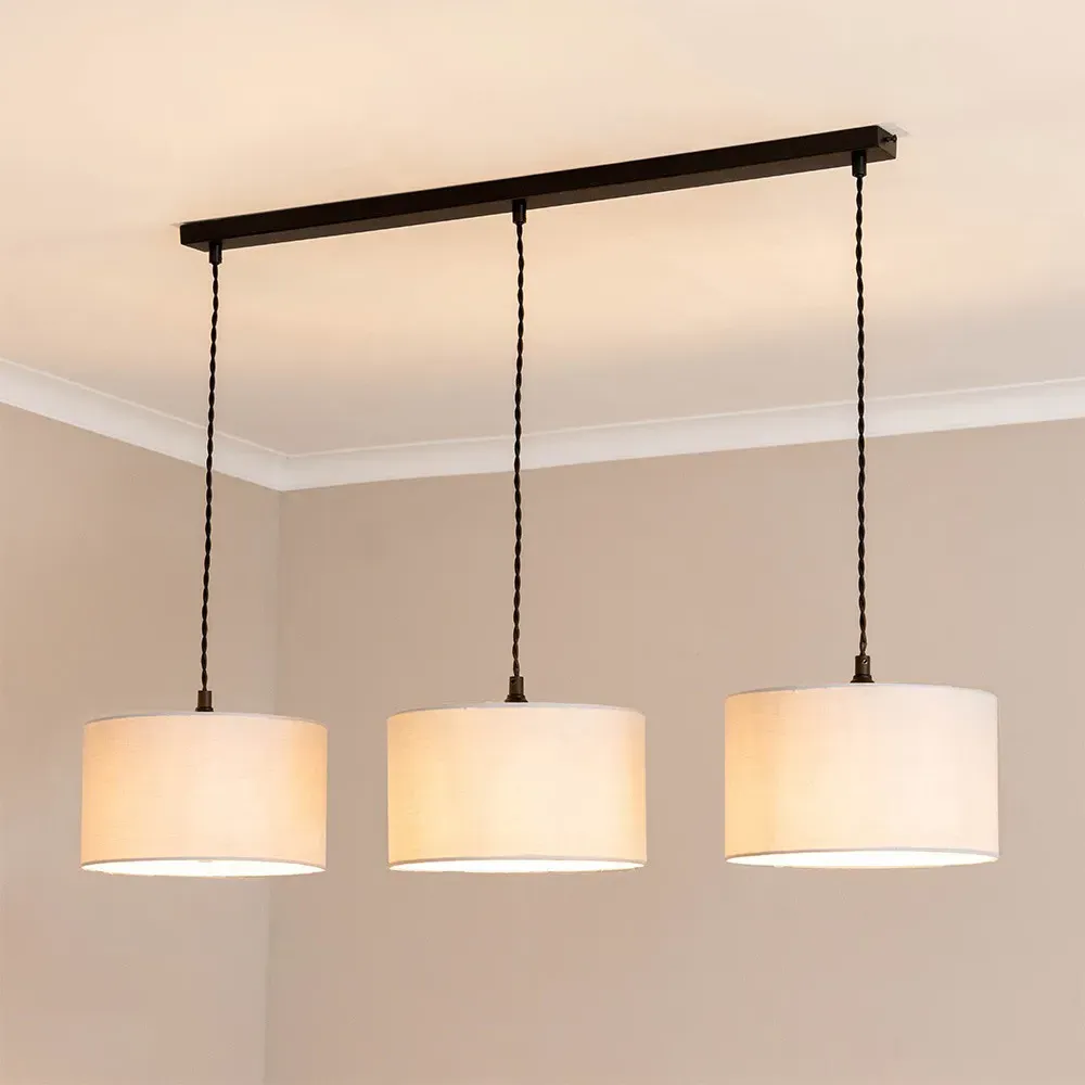 Reni 3 Drop Bar Ceiling Light - White, Black