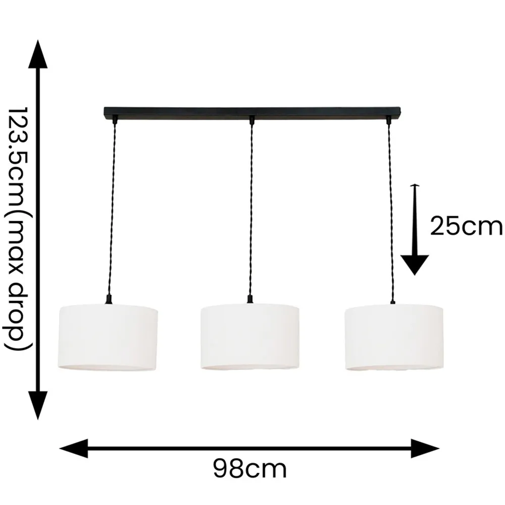 Reni 3 Drop Bar Ceiling Light - White, Black