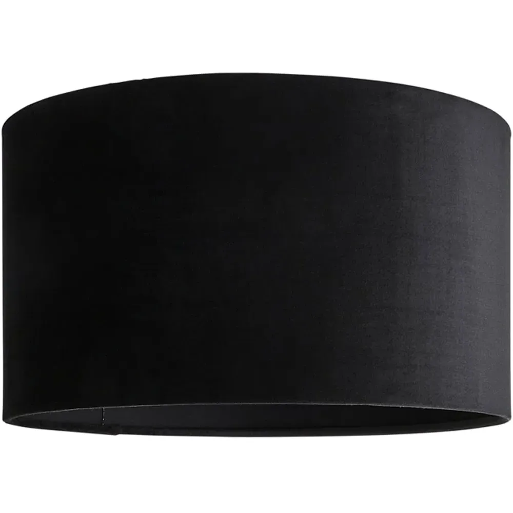 Reni 35cm Drum Ceiling Lamp Shade - Black, Velvet