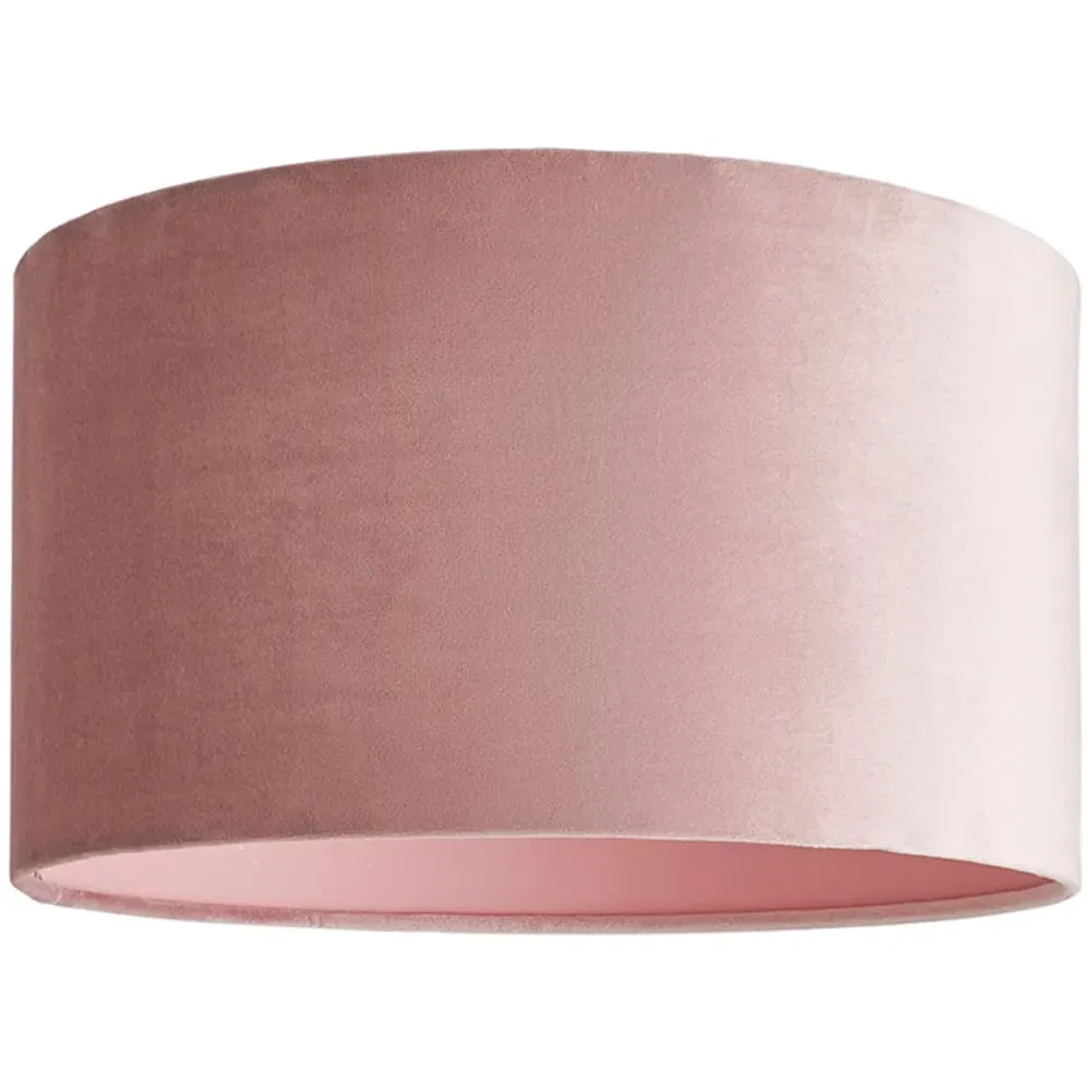 Reni 35cm Drum Ceiling Lamp Shade - Blush, Velvet