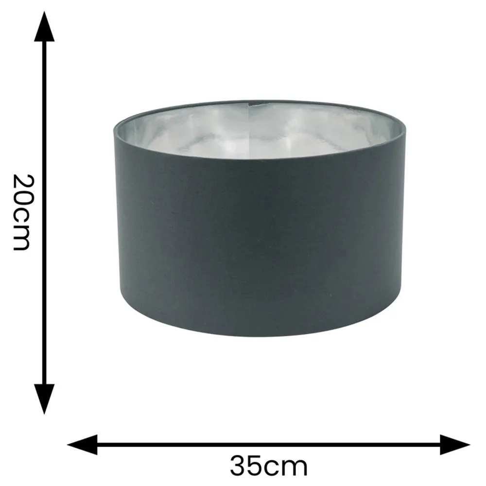Reni 35cm Drum Ceiling Lamp Shade - Charcoal, Fabric