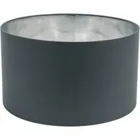 Reni 35cm Drum Ceiling Lamp Shade - Charcoal, Fabric