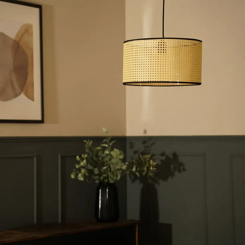 Reni 35cm Drum Ceiling Lamp Shade - Cream, Cane